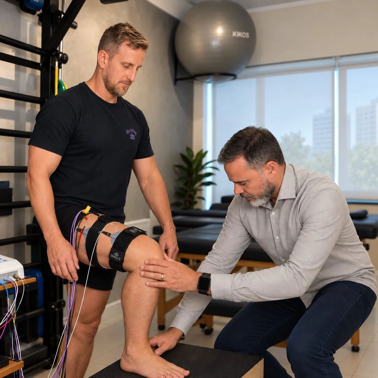Avaliação do joelho durante atendimento de fisioterapia na OsteoStudio